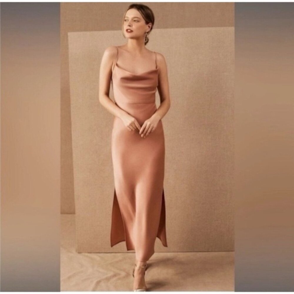 SACHIN & BABI Women's Cali Satin Midi Dress Size 8 Sedona Bronze R21G904BH
